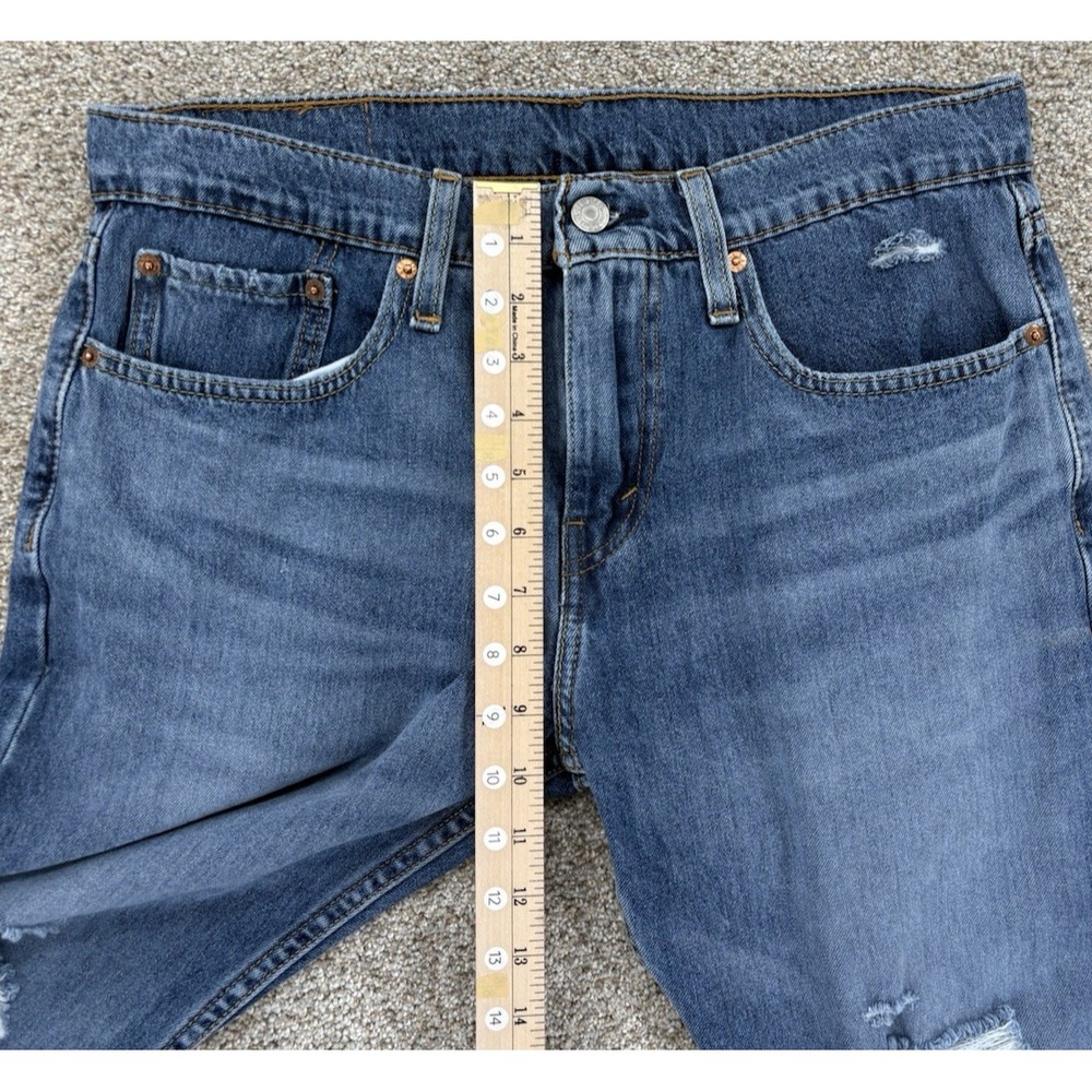 Levis 502 Jeans Men 31x32 Blue Regular Taper Thrashed Distressed Grunge‎ Skater - Picture 13 of 14